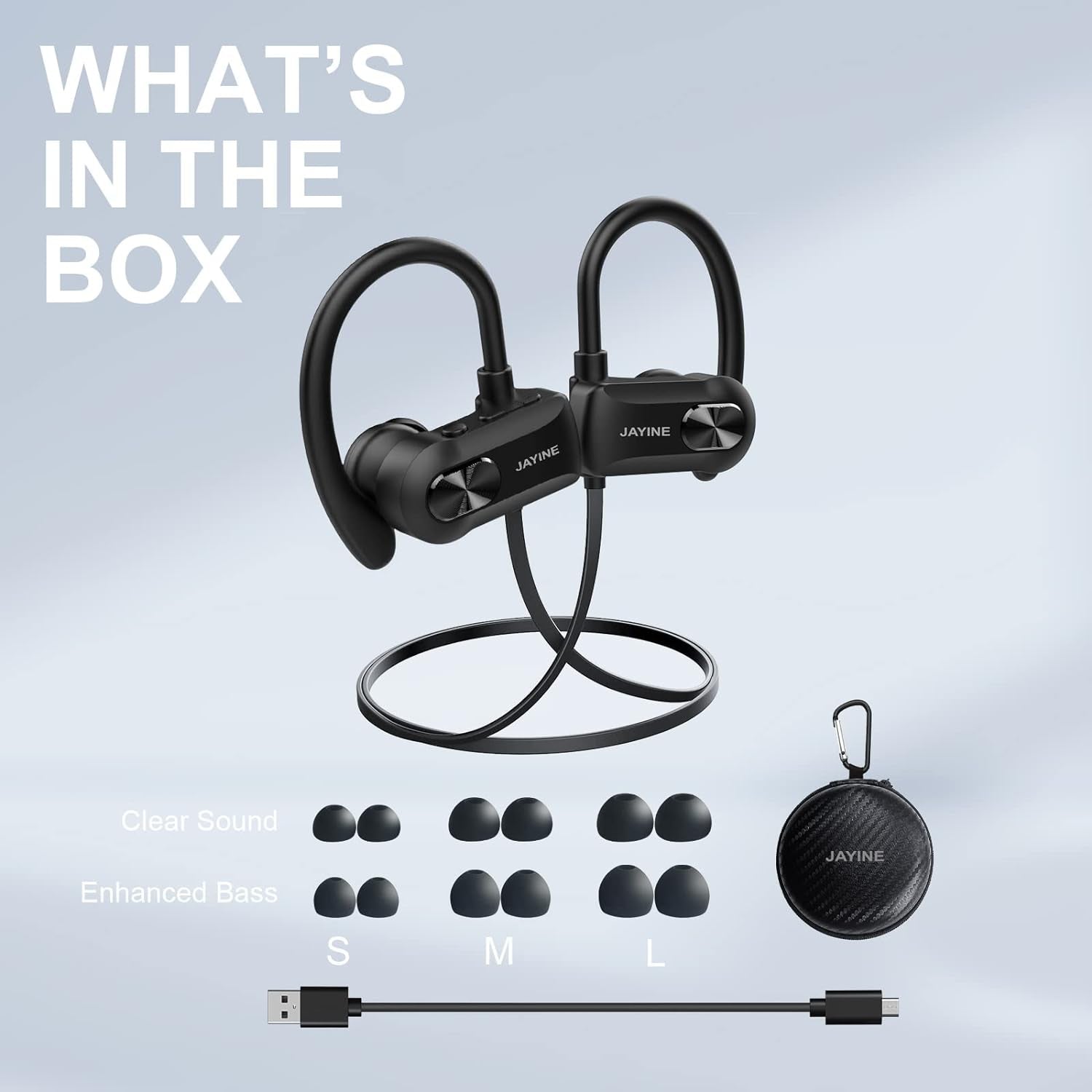 Cuffie Bluetooth in Orecchio, Cuffie Senza Fili Con Microfono 24H Playtime Auricolari Bluetooth 5.3 HD Deep Bass Stereo IP67 Impermeabili Da Corsa Auricolari Senza Fili