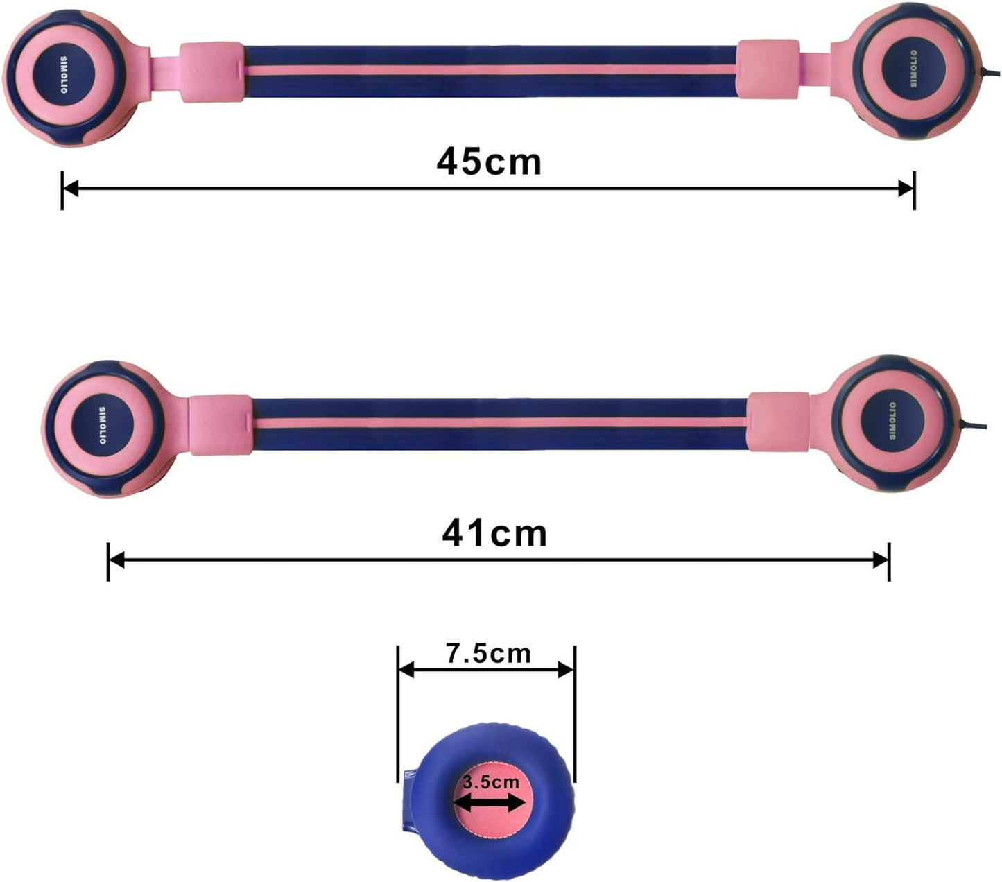 2 set di cuffie per bambini con custodia portatile, cuffie adatte ai bambini con volume limitato, cuffie cablate per ragazze, ragazzi, cuffie on-ear per bambini per la scuola, da viaggio menta + rosa