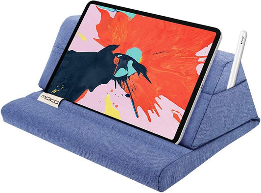 Cuscino Supporto per Tablet, Cuscino Supporto Compatibile Con Nuovo Ipad 10.2" 2020, Ipad Pro 11, Ipad Air 4/3 / Mini 5 / Ipad Pro 11/10.5/9.7, Galaxy Tab Fino a 11 Pollici - Jean Blu