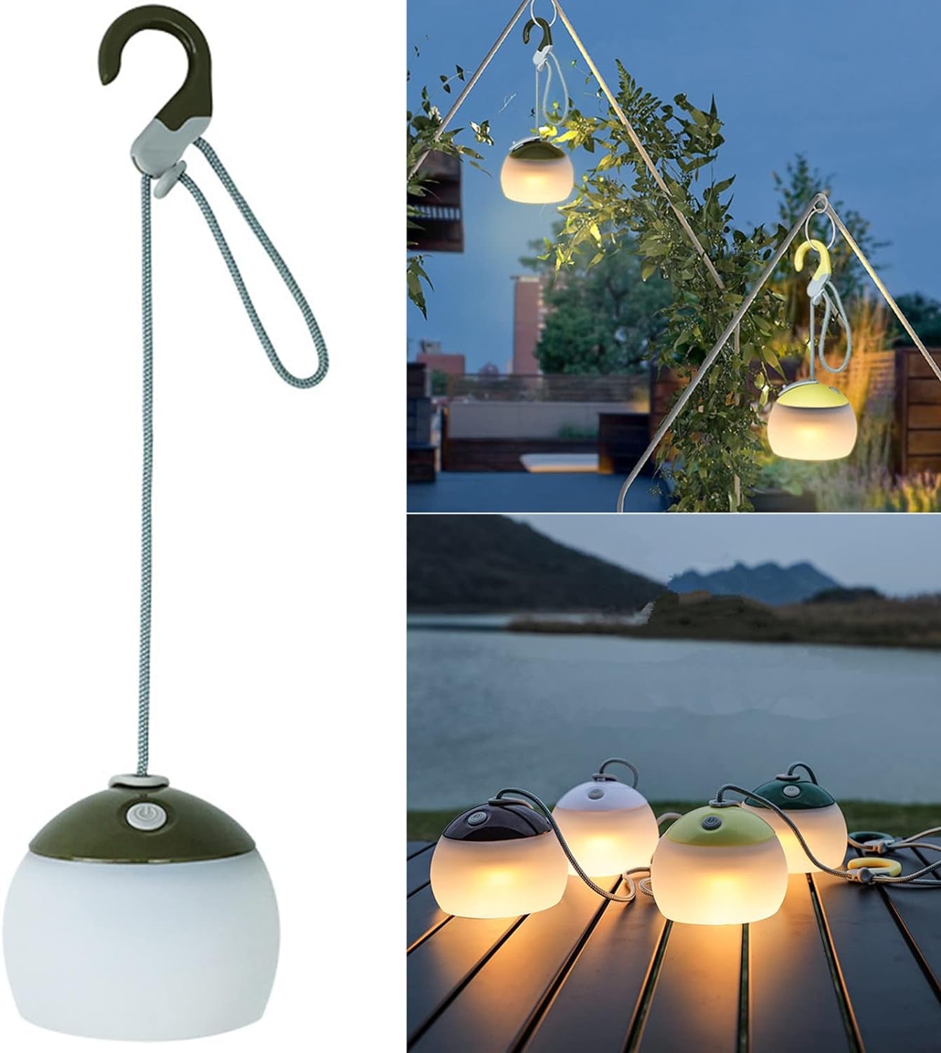 Lampada Da Campeggio a LED, 320 Lumen, 2 Colori, 3 Modalità Di Luce, Infrangibile, 4000 Mah, Banca Di Emergenza IPX5, Impermeabile Da Campeggio, Lanterna USB C, Ricaricabile, Emergenza, Decorazione