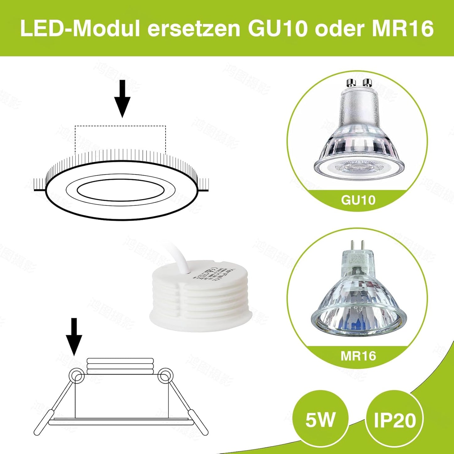 10 Moduli LED Come Ricambio GU10 – 5 W 38 ° Dimmerabile in Ceramica Super Piatta 230 V – Lampadina per Faretto Da Incasso Lampada Lampada Faretto (Bianco Neutro 4000 K)