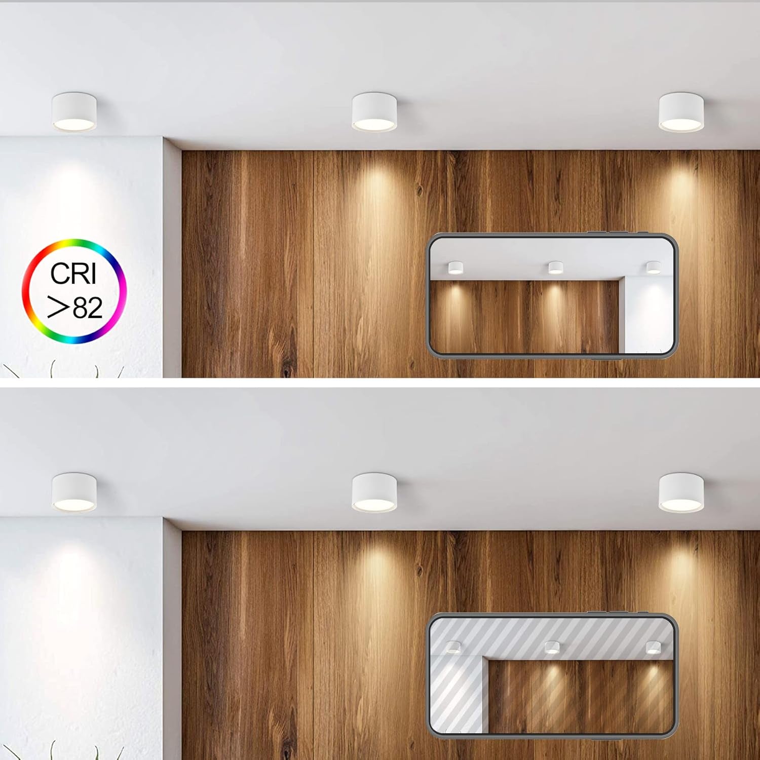 BOYIR Faretto LED da soffitto a plafone piatto LED GX53 6W 230V plafoniera bianco bianco caldo 3000K faretto a plafone faretto rotondo a plafone in alluminio faretti a soffitto Ø84X50mm