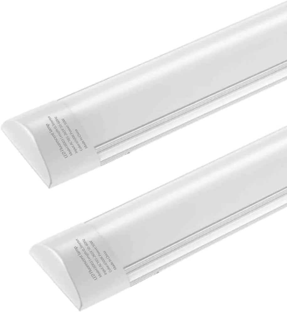 Plafoniera Da Officina, 115Cm 40W LED Luminaire 4800LM Lampada Da Soffitto, 6500K Bianco Freddo Lineare Tubo Neon LED Sottopensile Luce per Parete Garage Ufficio Cucina Barra Magazzino,2Pack