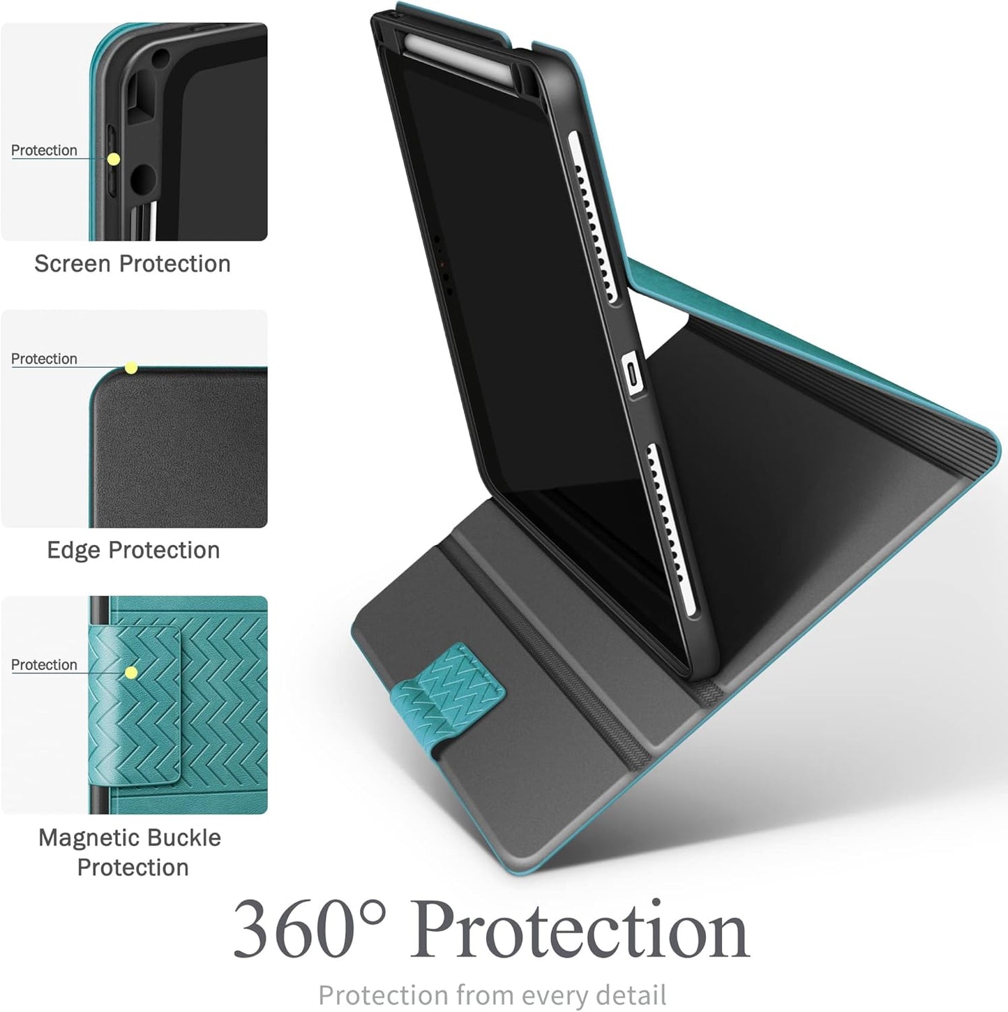 Custodia per Ipad Pro 12.9" 2021/2020/2018 (5A/4A/3A Generazione), Con Portapenne Integrato, Auto Svegliati/Sonno (Verde)