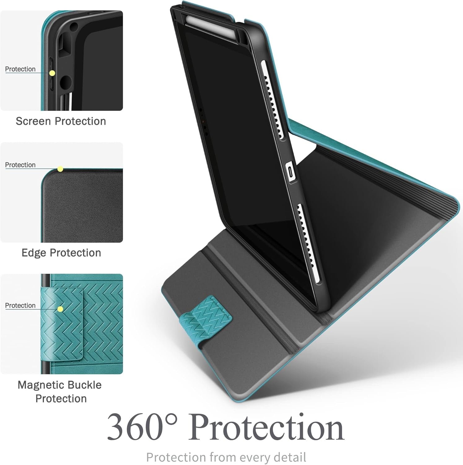 Custodia per Ipad Pro 12.9" 2021/2020/2018 (5A/4A/3A Generazione), Con Portapenne Integrato, Auto Svegliati/Sonno (Verde)