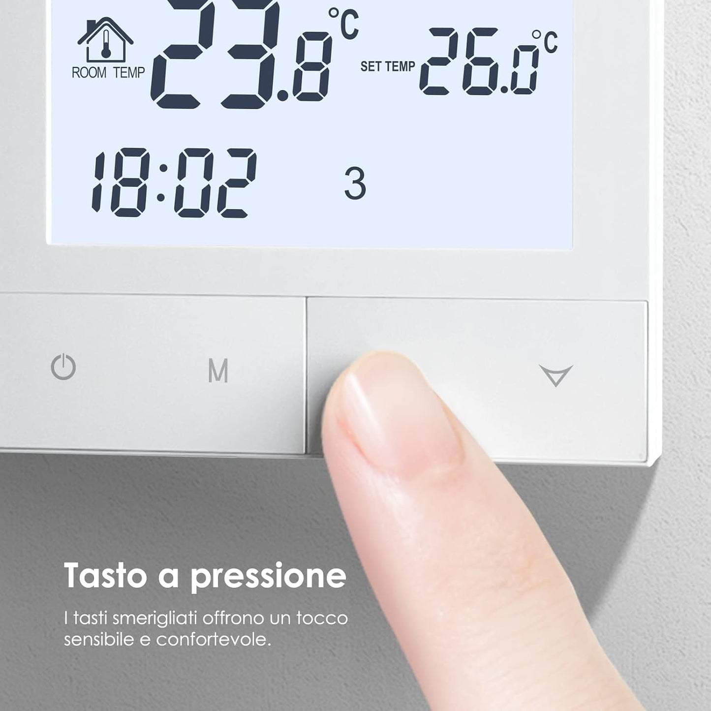 Termostato Smart per Riscaldamento Dell'Acqua,Termostato Ambiente Digitale Programmabile Settimanale Cronotermostato 3A TDS72-WP