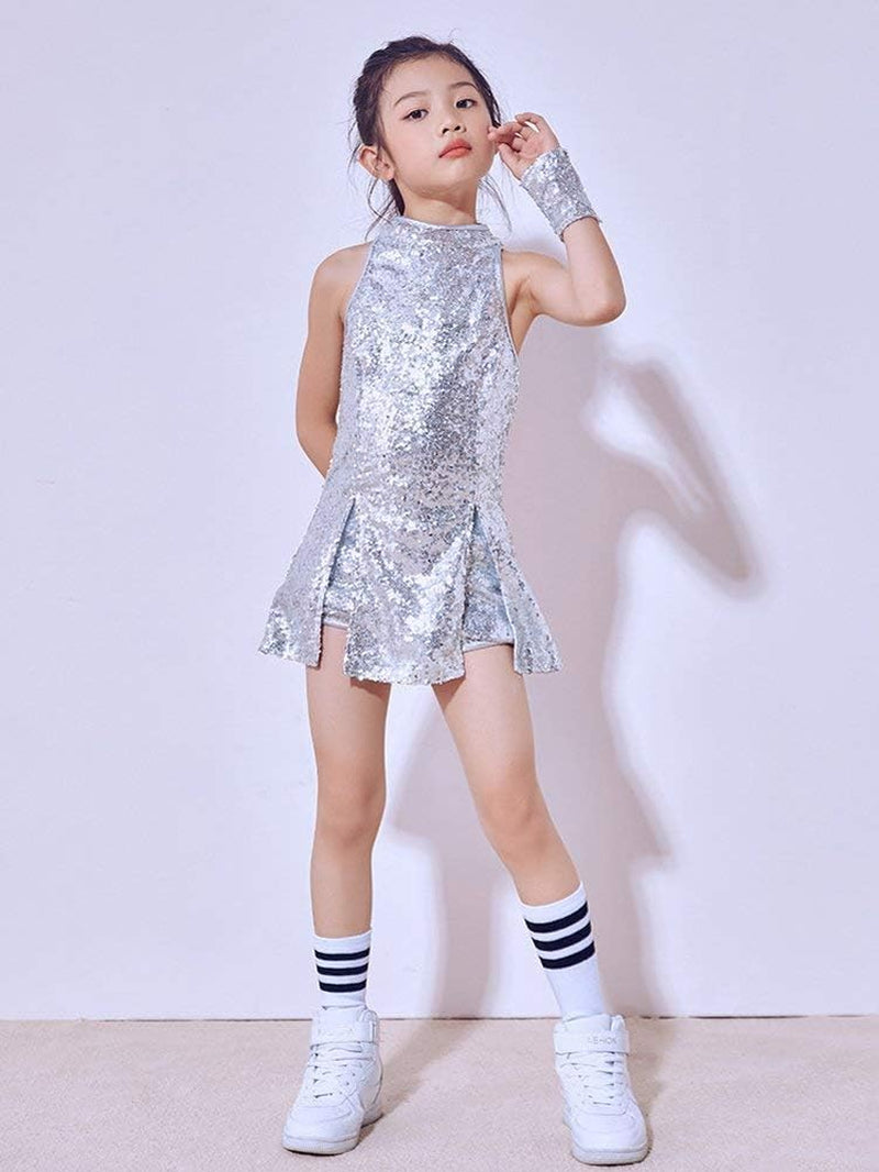 LOLANTA Costume da ragazza con paillettes Costume da ballo hip-hop scintillante Set di abiti da ballo