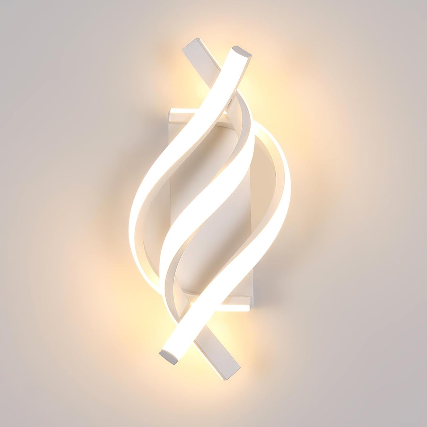Applique LED Parete Moderne, Lampada Da Parete Interno 22W 2500 LM, Lampada a Muro Design Curvo 3000K Luce Calda per Camera Da Letto Corridoio Soggiorno, Bianco