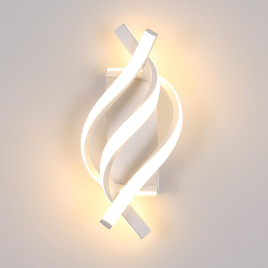 Applique LED Parete Moderne, Lampada Da Parete Interno 22W 2500 LM, Lampada a Muro Design Curvo 3000K Luce Calda per Camera Da Letto Corridoio Soggiorno, Bianco