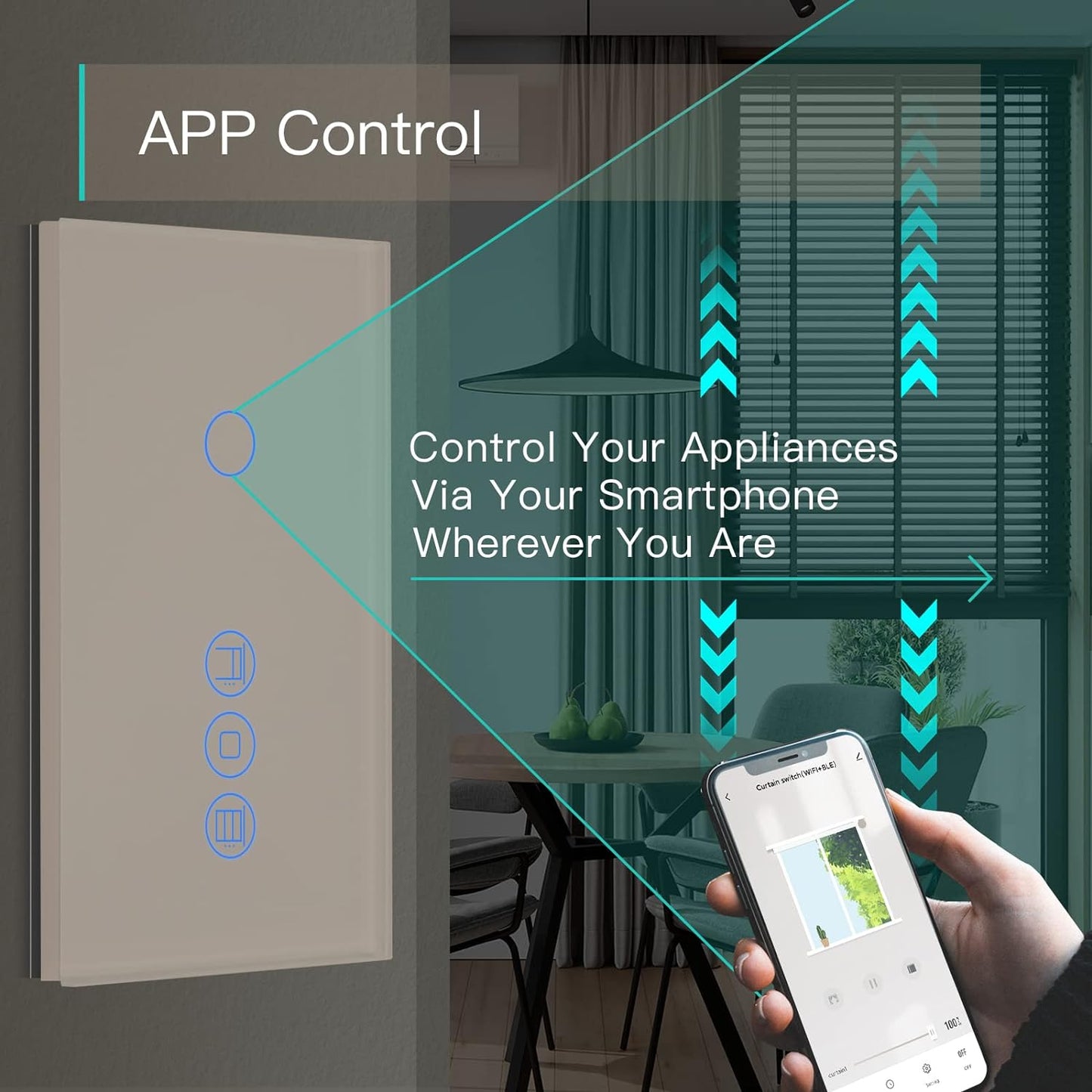Alexa, Interruttore per Tapparelle, 1 Vano, 1 Via, Wifi Touch, Telecomando Con App Smart Life/Tuya, Interruttore Smart per Tapparelle, Compatibile Con Alexa E Google Home, Colore: Bianco