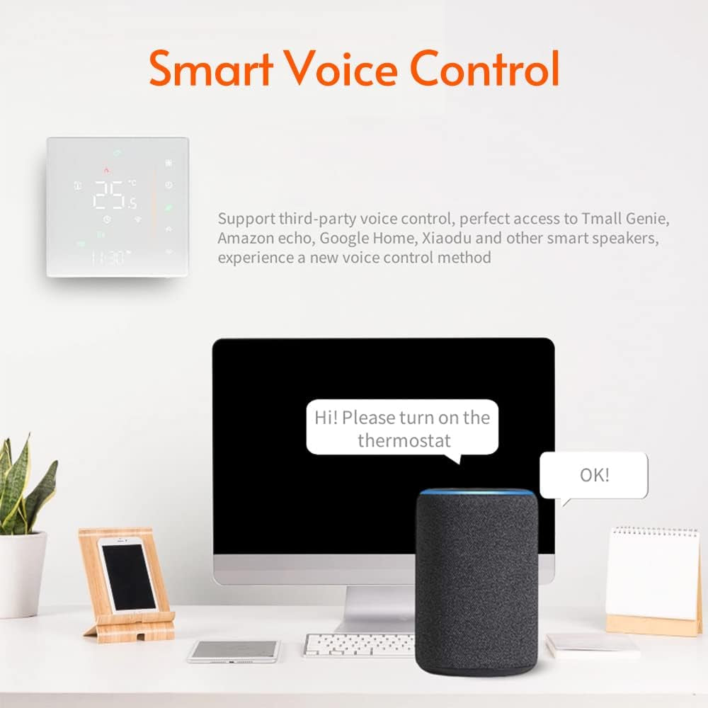 Termostato Intelligente Wifi, Programmabile Settimanalmente, Supporta Touch Control/Mobile App/Controllo Vocale, Compatibile Con Alexa/Google Home, per Caldaia a Gas 3A, Bianco