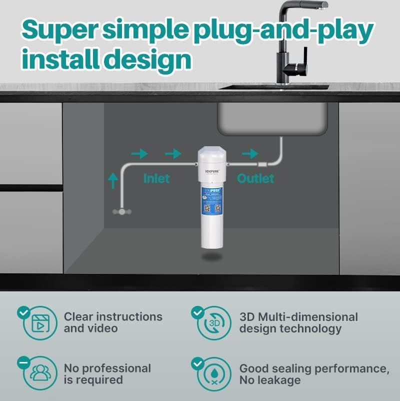 Sistema Di Trattamento Dell'Acqua Sottolavello - Connessione Diretta, Rimuove Il 99,99% Di Cloro, 𝟮𝟬,𝟬𝟬𝟬 𝙜𝙖𝙡𝙡𝙤𝙣𝙞, Migliora Il Gusto E L'Odore (Adattatori per Tubi Gratis)