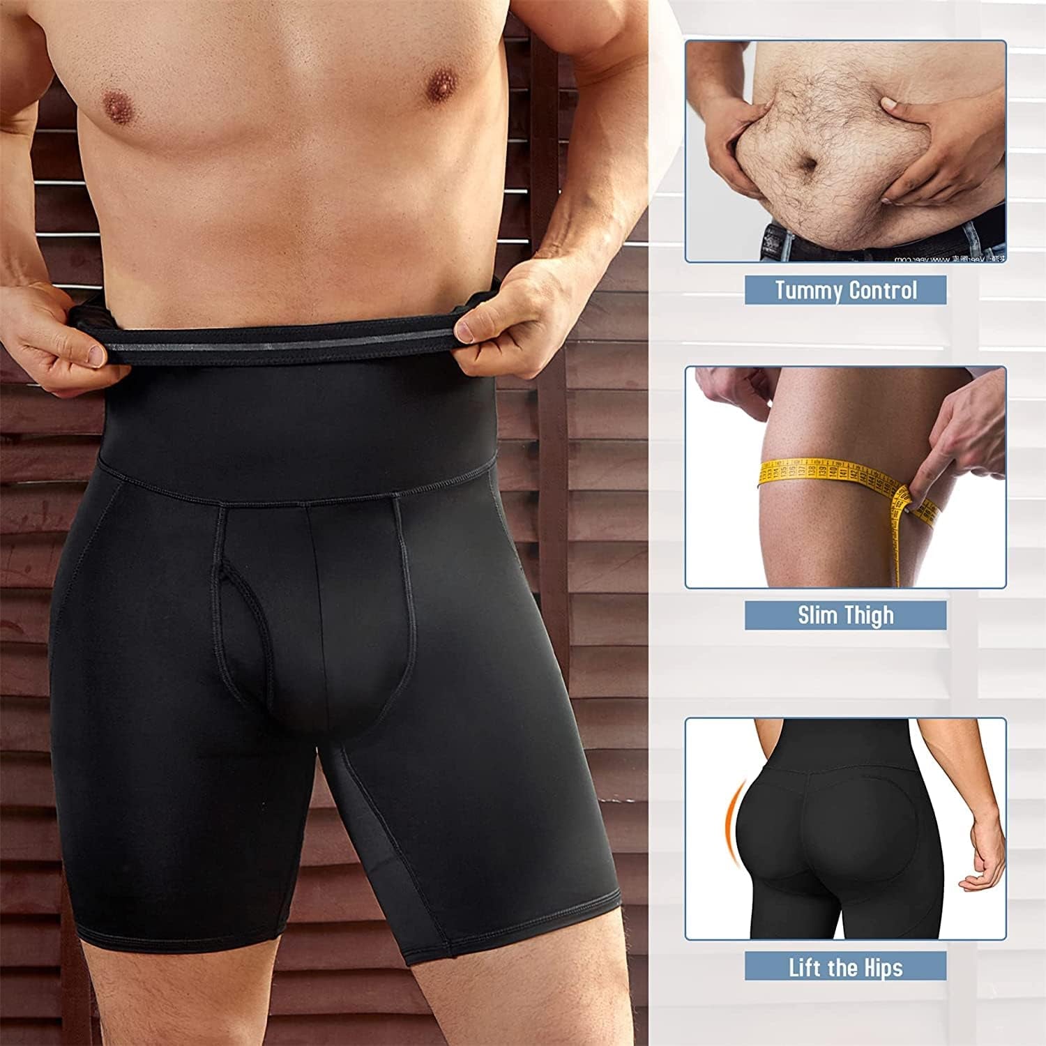 Mutande Dimagranti Uomo Guaina Contenitiva Vita Alta Compressione Boxer Shorts Slip Controllo Pancia Shapewear Pantaloncini