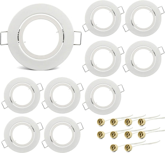 Cornice Faretti Incasso GU10 Orientabili Faretti Da Incasso per Cartongesso Bianco,Per GU10, Alogeno E MR16, Faretti Led Da Incasso per Cartongesso Incl. Portalampada Gu10,Set Da 10