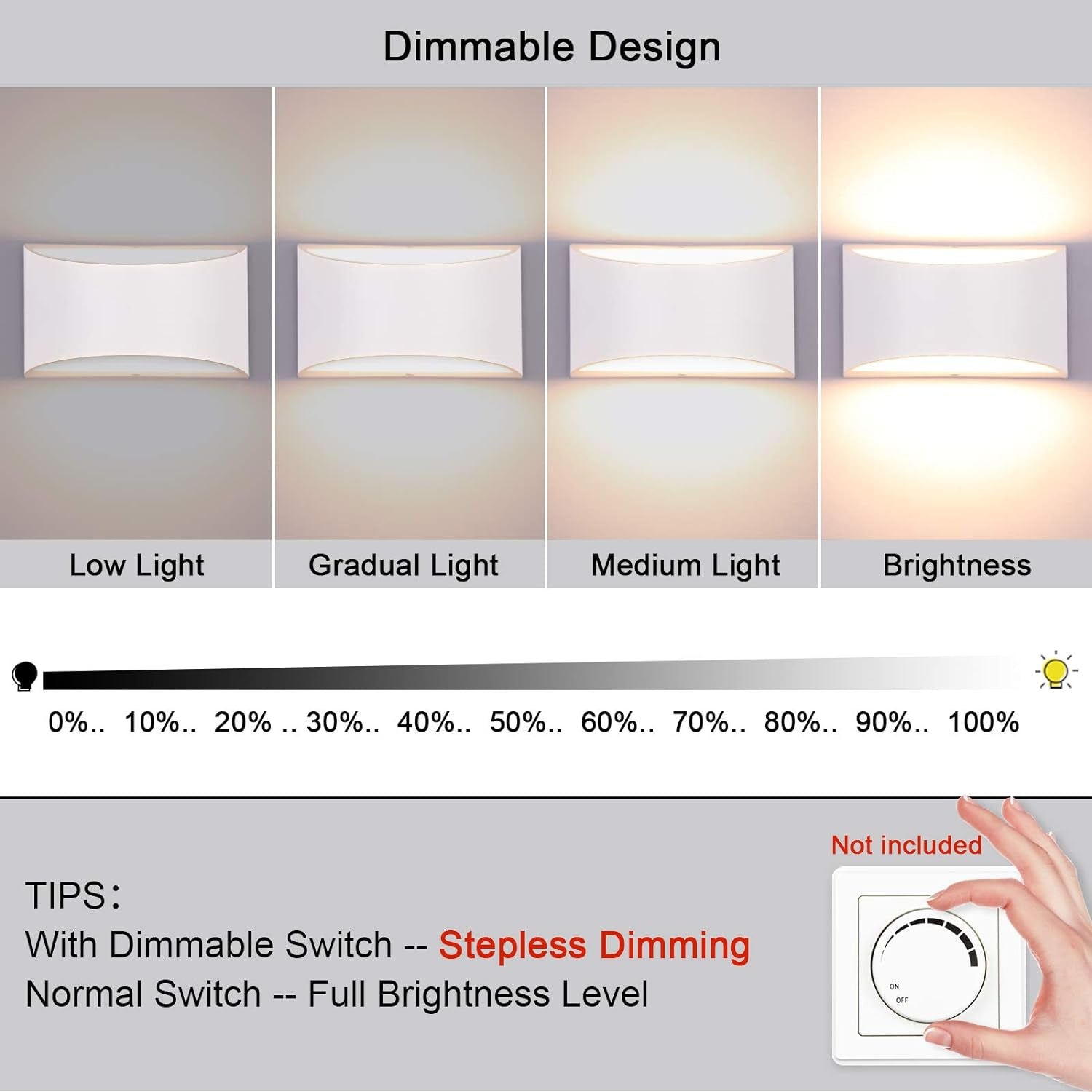 10W Lampada Da Parete LED Dimmerabile Applique Da Parete Interni Morderna in Alluminio Decorazione per Soggiorno, Corridoio, Camera Da Letto, Scale 3000K Bianco Caldo