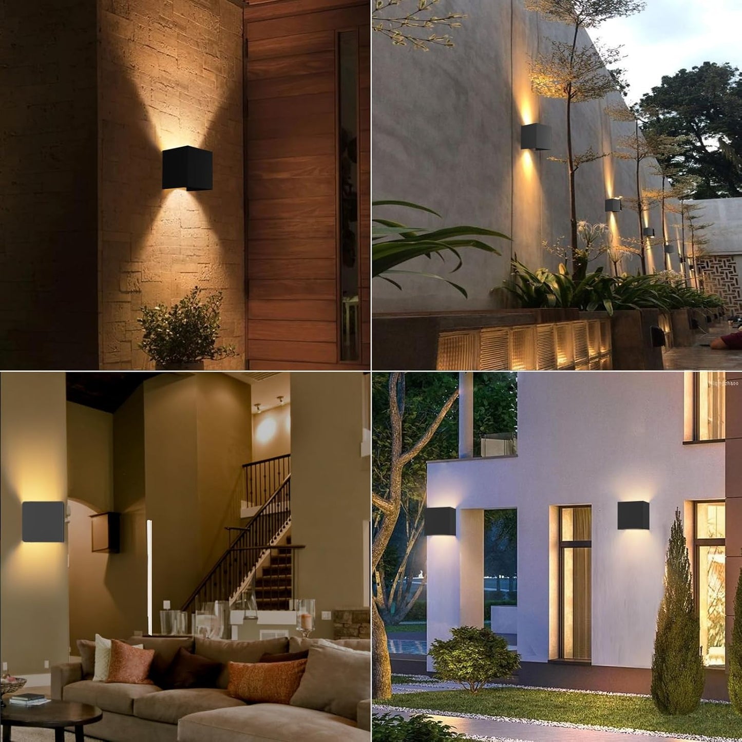 Applique Da Parete Interno, Applique Da Esterno, 12W Applique LED Da Parete Interno, 3000K Luce Bianca Calda, Fascio Regolabile Nero Applique Da Parete IP65 2 Pezzi