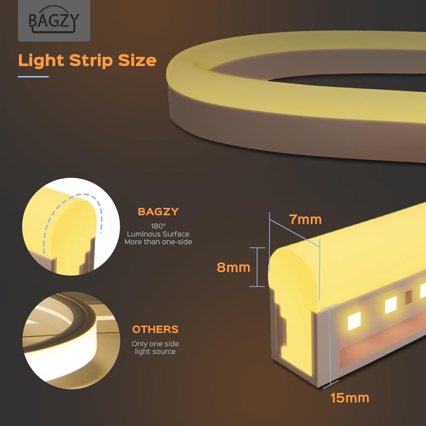 Striscia LED Neon 20 Metri Tubo LED Flessibile Esterno Impermeabile Luminosa 220V IP65 120 LED/M Corda Stringa Lampada Con Alimentatore Di Rete E Controller,Per Camera Da Letto(Giallo)