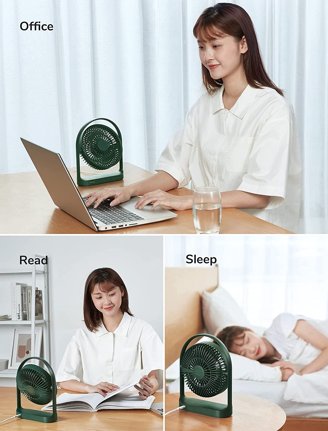 Ventilatore Da Scrivania, Piccolo Ventilatore Da Tavolo Alimentato Da USB Con 4 Velocità, Funzionamento Silenzioso Ventilatore Da Tavolo Portatile Con Design Unico per La Casa-Ufficio-Verde