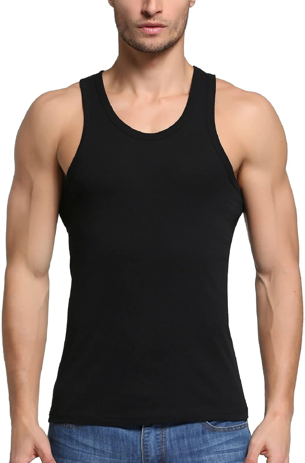 Canottiera Uomo 3 Pezzi Comodo Cotone 100% Cotone Elasticizzato Fitness Canottiera Sportiva Colori Multipli E Taglie