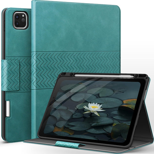 Custodia per Ipad Pro 12.9" 2021/2020/2018 (5A/4A/3A Generazione), Con Portapenne Integrato, Auto Svegliati/Sonno (Verde)