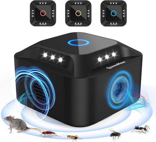 Ultrasuoni per Topi, Repellente per Topi Ultrasuoni Mouse E Ratti 360° Con Luce LED Repellente Ultrasuoni Dissuasori per Topi Roditori Parassiti Interni Plug-In Scarafaggi anti Parassiti per Giardino