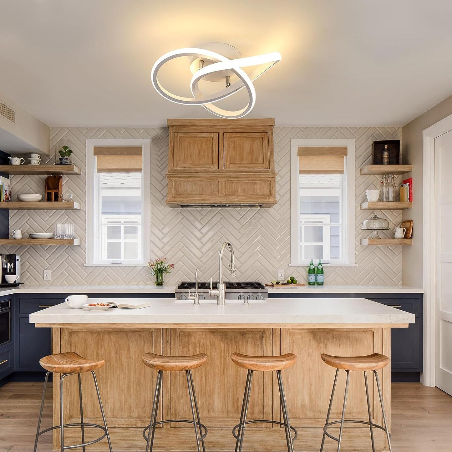 Plafoniera LED Soffitto, 30W 3300LM Lampada Da Soffitto Moderna, Luce Bianca Calda 3000K, Design Fiore Acrilico Lampadario LED Soffitto Bianco per Camera Da Letto Soggiorno Cucina