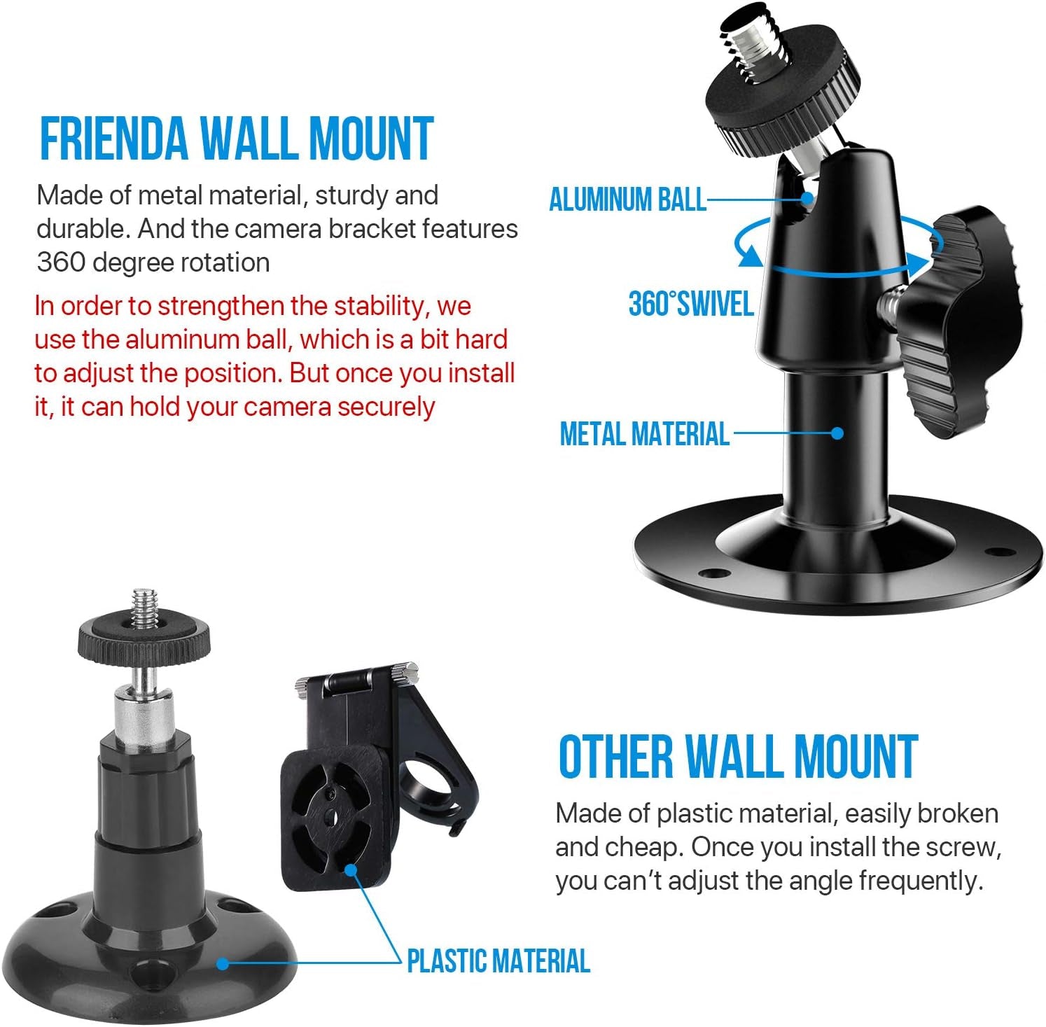 360 Grado Regolabile Staffa Di Montaggio a Parete E Copertura in Silicone Protettiva per Blink XT Interno/Esterno Camera Di Sicurezza (3, Nero)