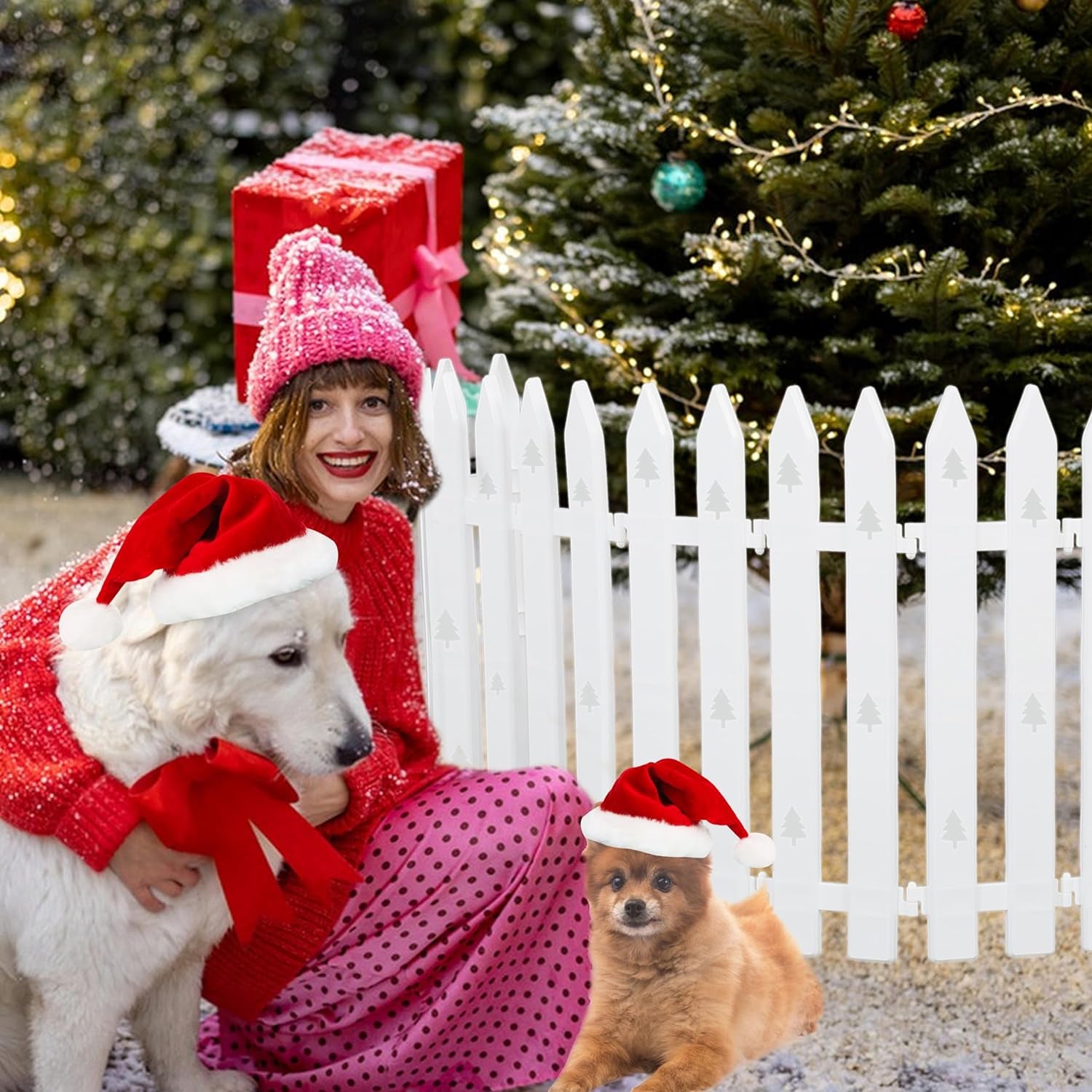 40 Cm Grande Recinzione per L'Albero Di Natale,Grande 12 Pezzi Di Recinzione Bianca per L'Albero Di Natale,In Plastica per Animali Domestici,Recinzione per Albero Di Natale per Bambini,Motivo