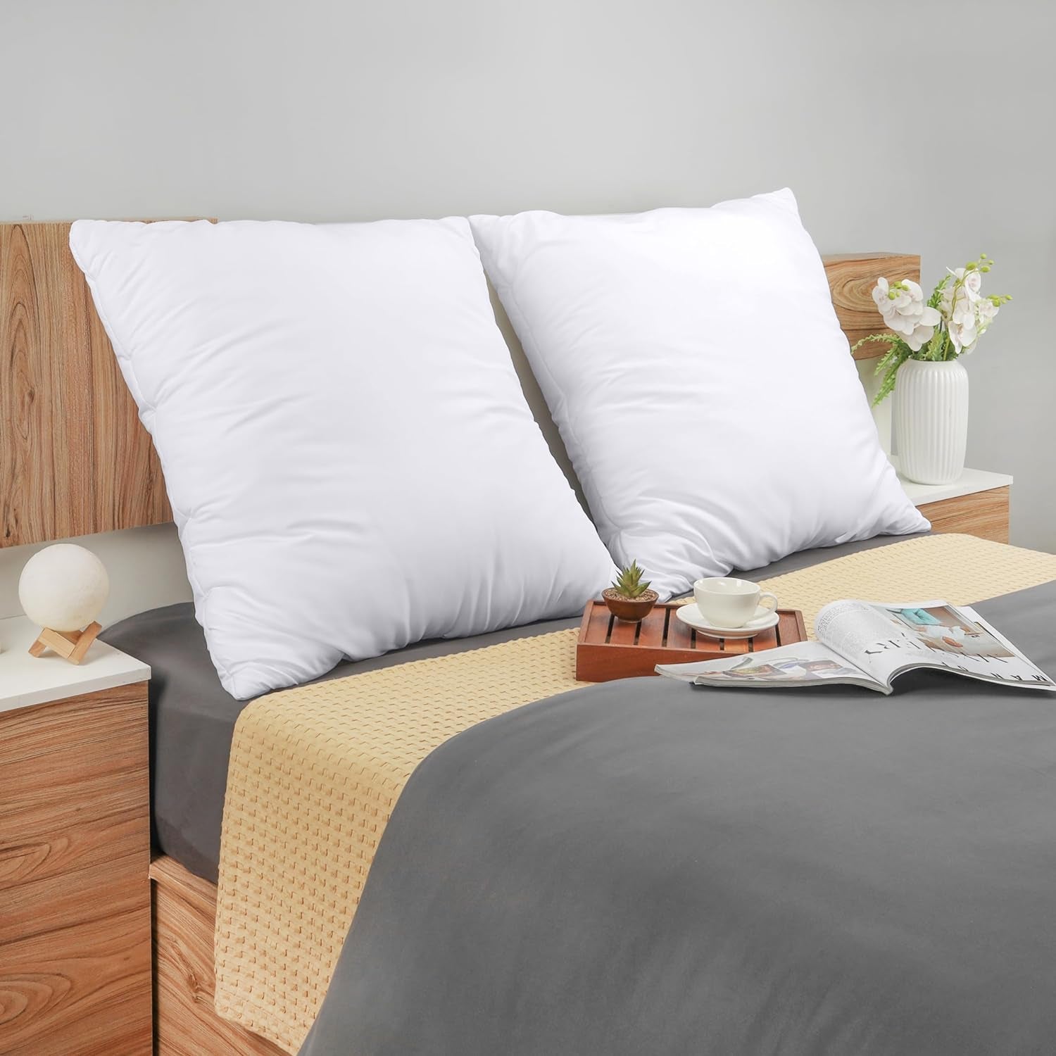 Cuscini, Imbottitura per Cuscini, Tessuto Misto Cotone Cuscini Divano, Cuscino Interno (2, Bianco, 80X80 Cm (Confezione Da 2))