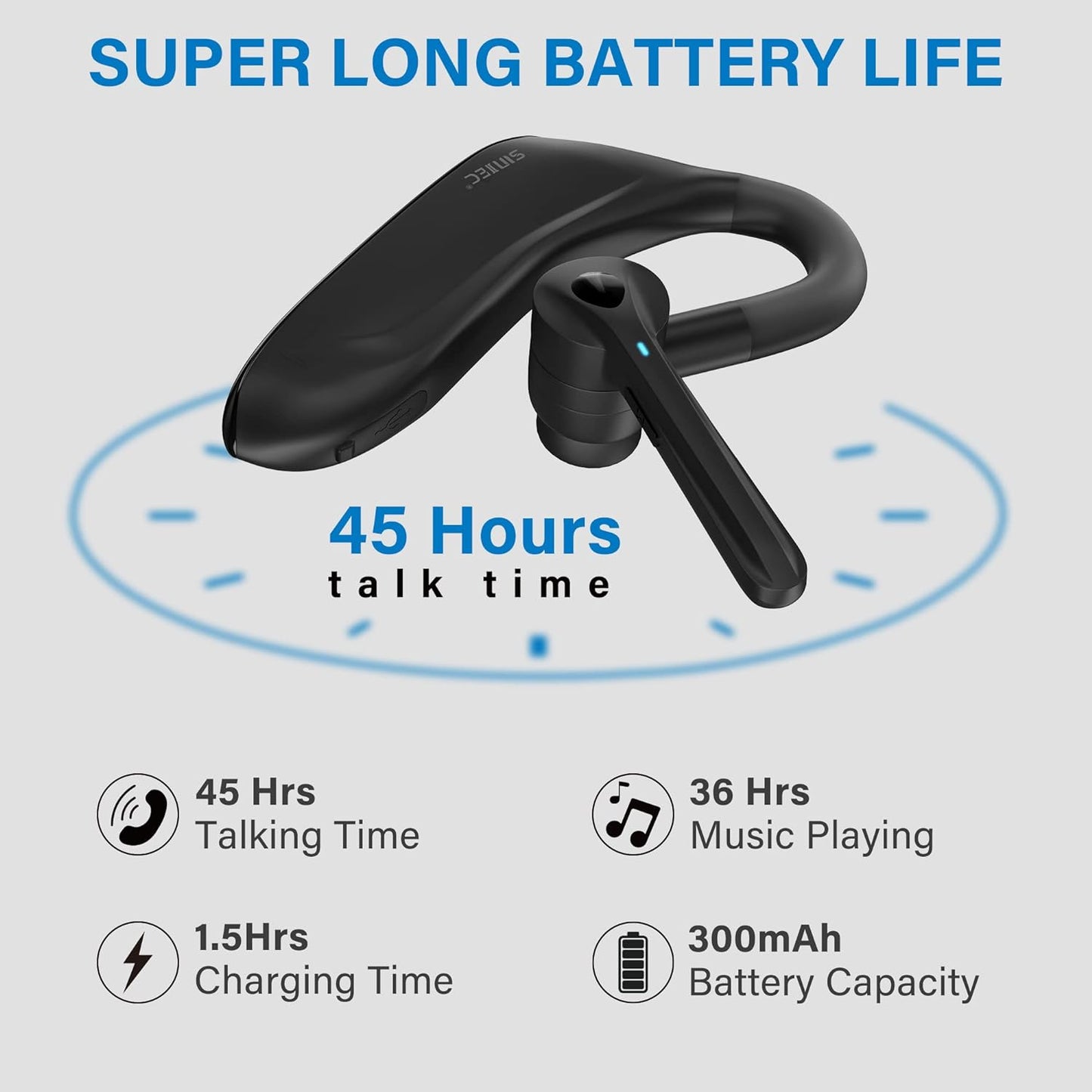 Cuffie Bluetooth Con Microfono Senza Fili Con Dongle USB-A, Con CVC 8.0 Dual Mic 45Hrs HD Vivavoce, per Affari, Ufficio/Guida, Compatibile Con Iphone E Android