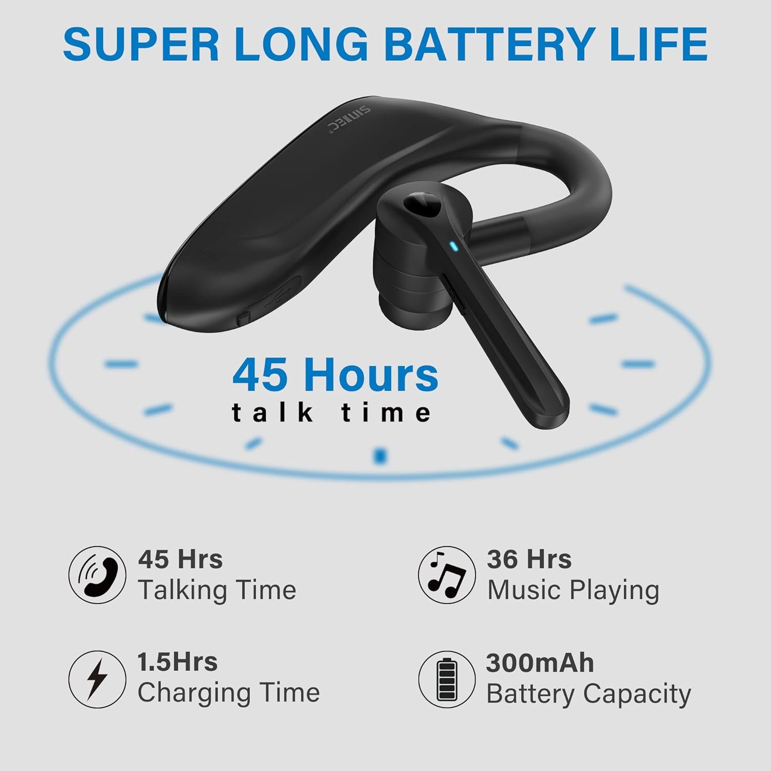 Cuffie Bluetooth Con Microfono Senza Fili Con Dongle USB-A, Con CVC 8.0 Dual Mic 45Hrs HD Vivavoce, per Affari, Ufficio/Guida, Compatibile Con Iphone E Android