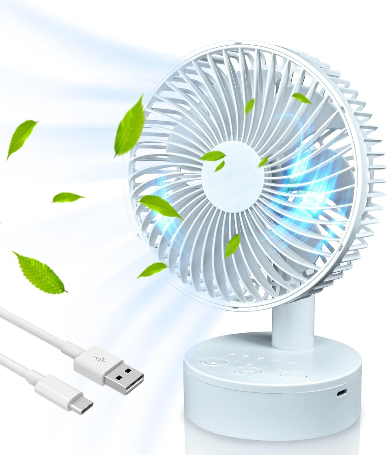 Ventilatore Da Scrivania USB, Oscillazione Automatica, Quattro Livelli Di Velocità Del Vento, Funzione Timer, Funzione Di Oscillazione Verso L'Alto, Il Basso, a Sinistra E a Destra