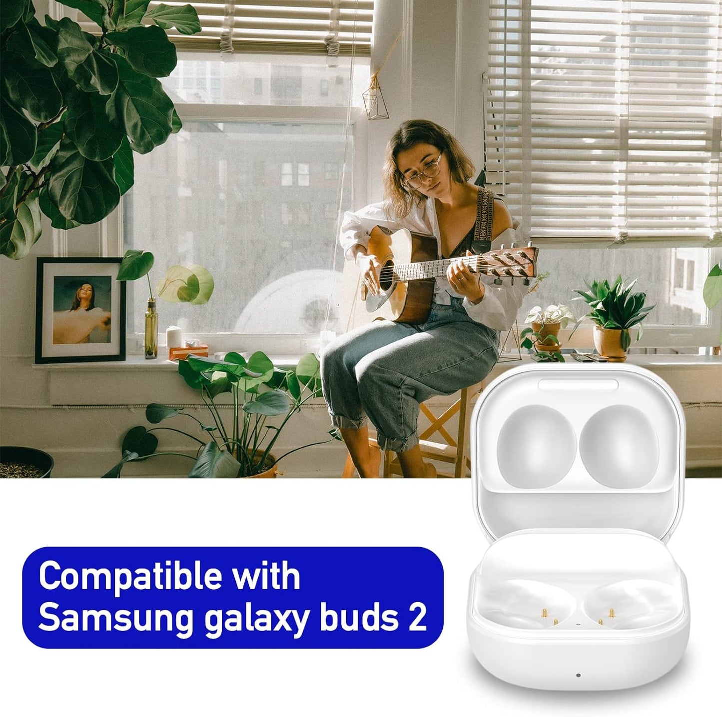 Custodia Di Ricarica Cablata Compatibile Con Samsung Galaxy Buds 2, Docking Station per Auricolari Bluetooth Galaxy Buds 2 (Bianco)