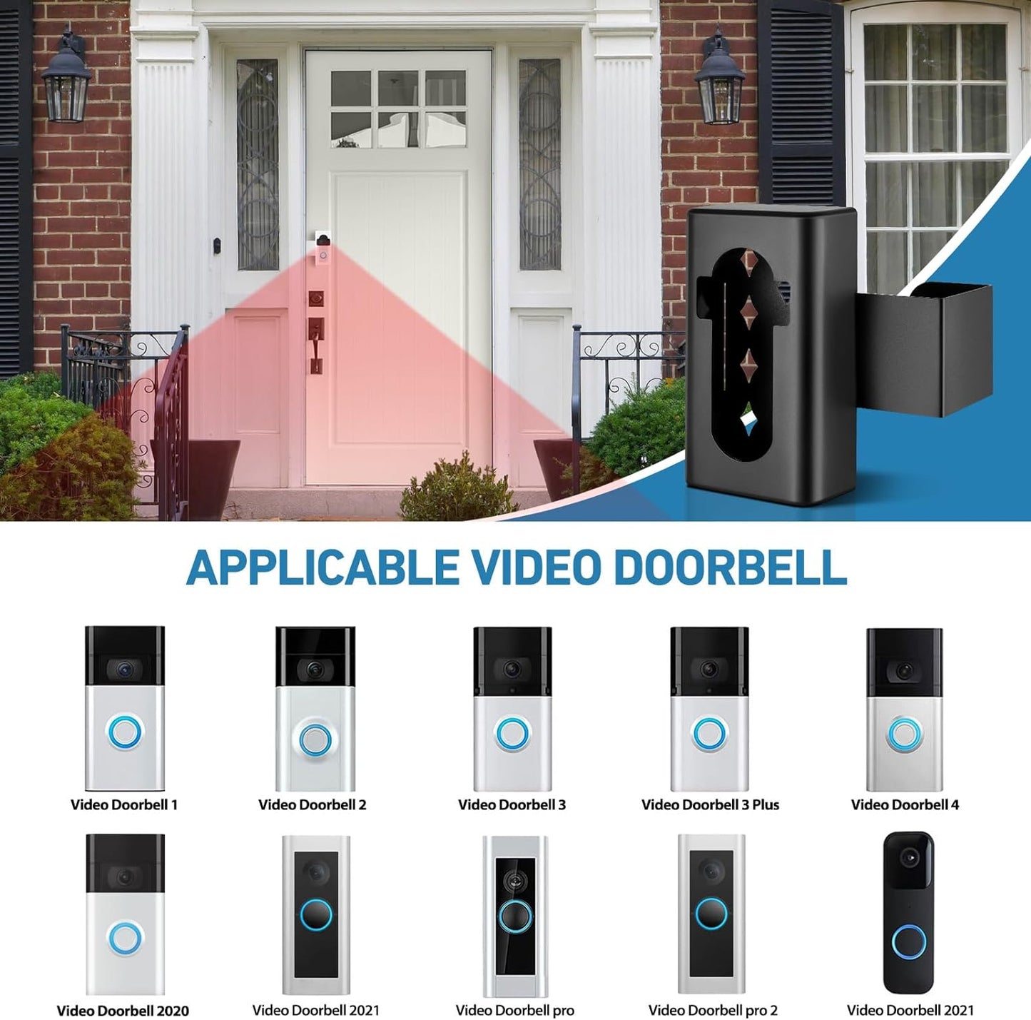 Supporto per Campanello Con Anello Antifurto per Videocamera, Antifurto, Adattatore Angolare Doorbell per Campanello Video 1/2/3/3 Plus/4/Pro/Pro2, per Appartamento/Ufficio/Appartamento