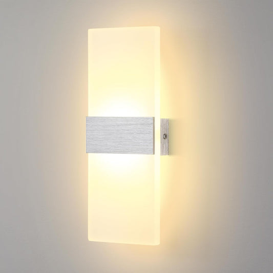 Applique Da Parete Interno, LED Moderno Lampada Da Parete, 12W 3000K up down Illuminazione Da Parete per Camera Da Letto Corridoio Soggiorno Scala (Bianco Caldo)