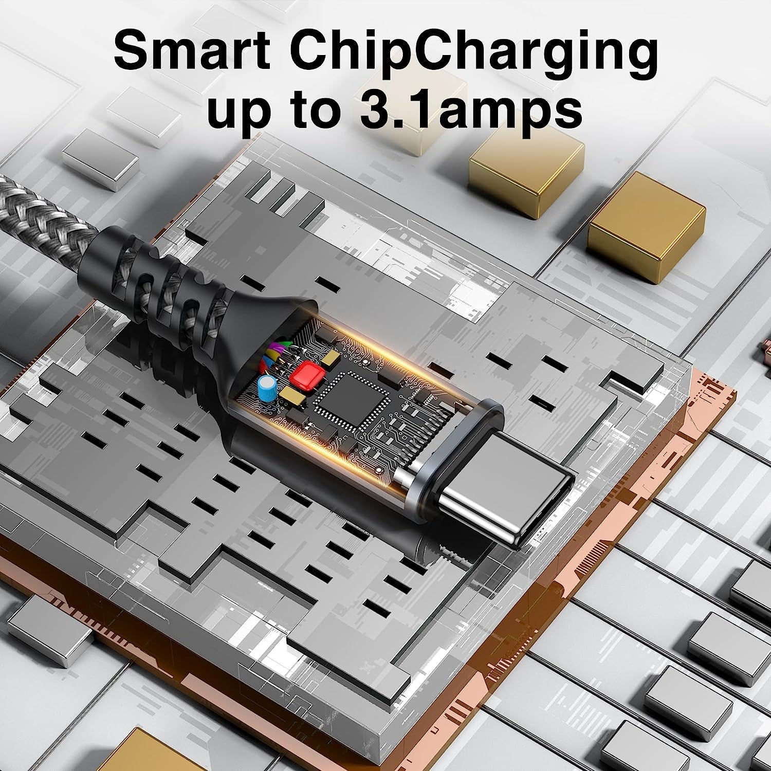 Cavo USB C, Cavo USB Type-C [3Pezzi/ 0.5M+1M+2M] Caricabatterie Cavetto Ricarica Rapida Filo Caricatore Carica per Samsung S23 S22 S20 S10 S8, A20E A33 A52 A53 A54