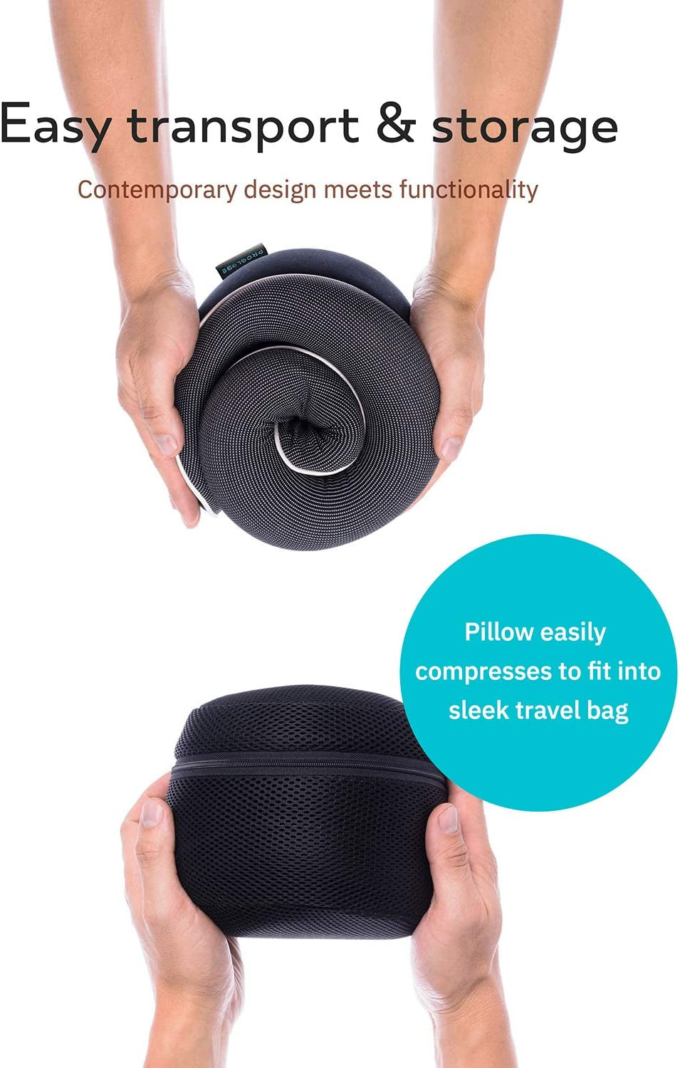 Cuscino Da Viaggio per Collo - Cuscino Cervicale, 100% Memory Foam, Cuscino per Dormire, Ideale per Viaggi in Aereo, Auto, Treno, Con Mascherina 3D, Tappi Orecchie E Borsa in Rete (Nero)