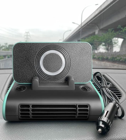 Ventilatore per Auto 24V, Ventilatore per Auto Creativo Vento Forte Quattro in Uno Piccolo Ventilatore Freddo Con Supporto Di Ricarica Wireless, Viene Fornito Con Aromaterapia, per Camion SUV