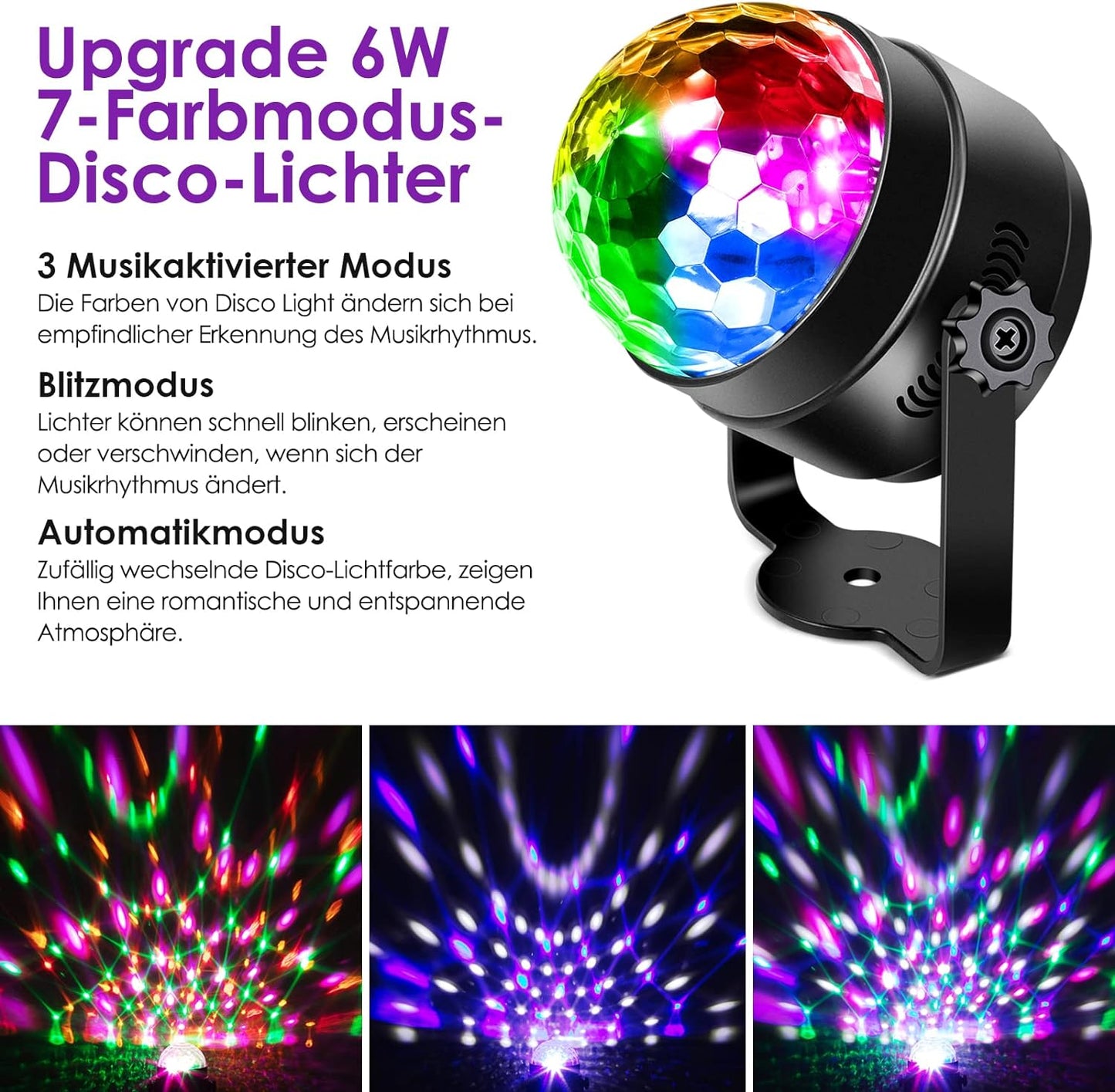 Luci Discoteca,  2PZ 6W 7 Colori 3 Modos LED Luce Discoteca Luci Da Festa Lampada Da Discoteca Luce Palcoscenico Musica Attivata Telecomando per Feste, Bar, Club, Festival, Matrimonio