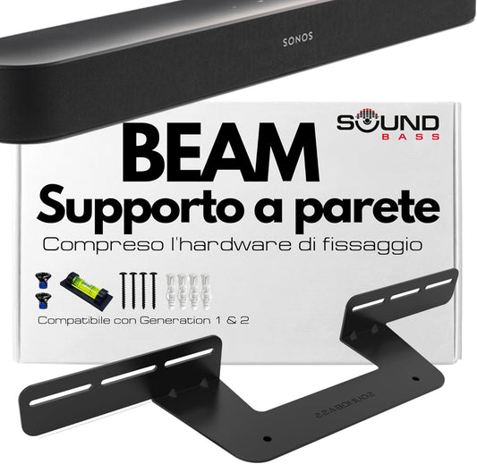 Supporto per Soundbar per Sonos Beam Compatibile Con La Soundbar Sonos Beam Di Prima E Seconda Generazione, Include Tutto L'Hardware Di Montaggio Necessario, Staffa Di Montaggio, Nero