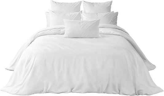 Hostelería – Set Di 3 Pezzi Copripiumino Bianco Hotel, Lenzuolo Con Angoli, Federa per Cuscino, 50% Cotone E 50% Poliestere, Letto 180 X 190/200 Cm