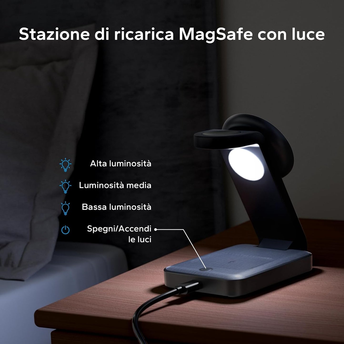 Stazione Di Ricarica Magnetica 3 in 1, Caricabatterie Wireless Pieghevole Stazione Di Ricarica Wireless Compatibile Con Iphone Watch Air-Pods