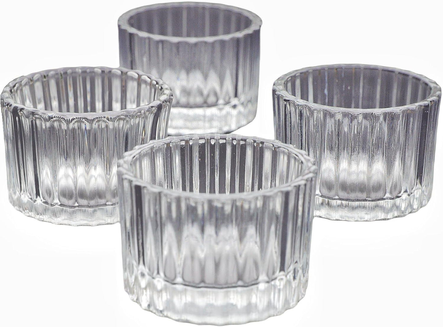 Set Di Bicchiere Candela in Vetro Da 12,5 X 3,5 Cm, Colore: Trasparente
