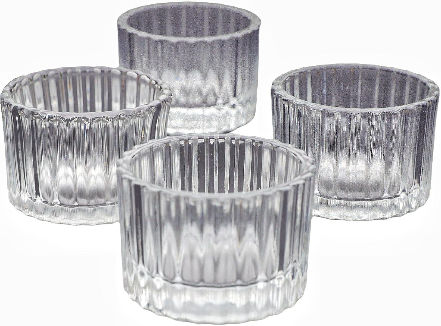 Set Di Bicchiere Candela in Vetro Da 12,5 X 3,5 Cm, Colore: Trasparente
