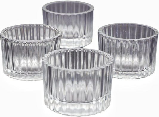 Set Di Bicchiere Candela in Vetro Da 12,5 X 3,5 Cm, Colore: Trasparente