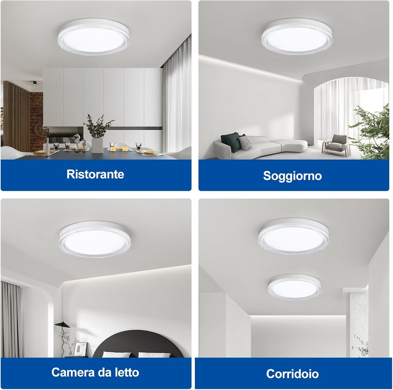 Plafoniera LED Soffitto 30Cm Rotondo 48W 6500K 4320LM Bianco Freddo per IP44 Bagno Cucina Camera Da Letto Soggiorno Corridoio Ufficio Cantina