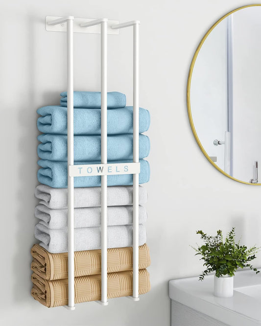 Porta Asciugamani Bagno Da Parete 75 Cm Bianco Opaco Grandi Porta Salviette Bagno Metallo Organizer Portaasciugamano per Asciugamani Piegati O Arrotolati Multipli