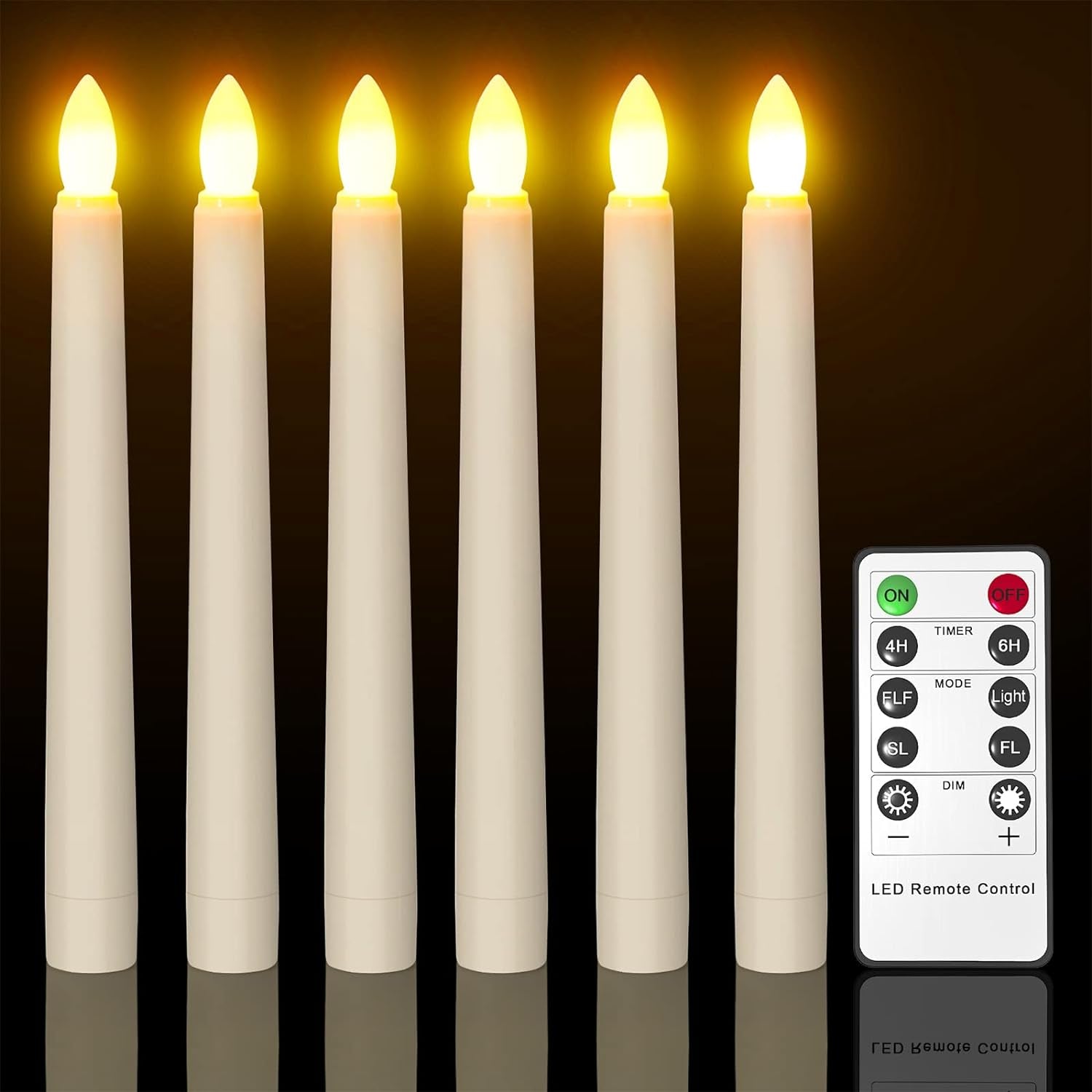 - Candele LED per Finestre, 6 Pezzi Candela Da Tavolo Senza Fiamma a Batteria Con Timer Remoto per Casa, Cena, Matrimonio, Vacanza, Decorazione - Bianco Caldo