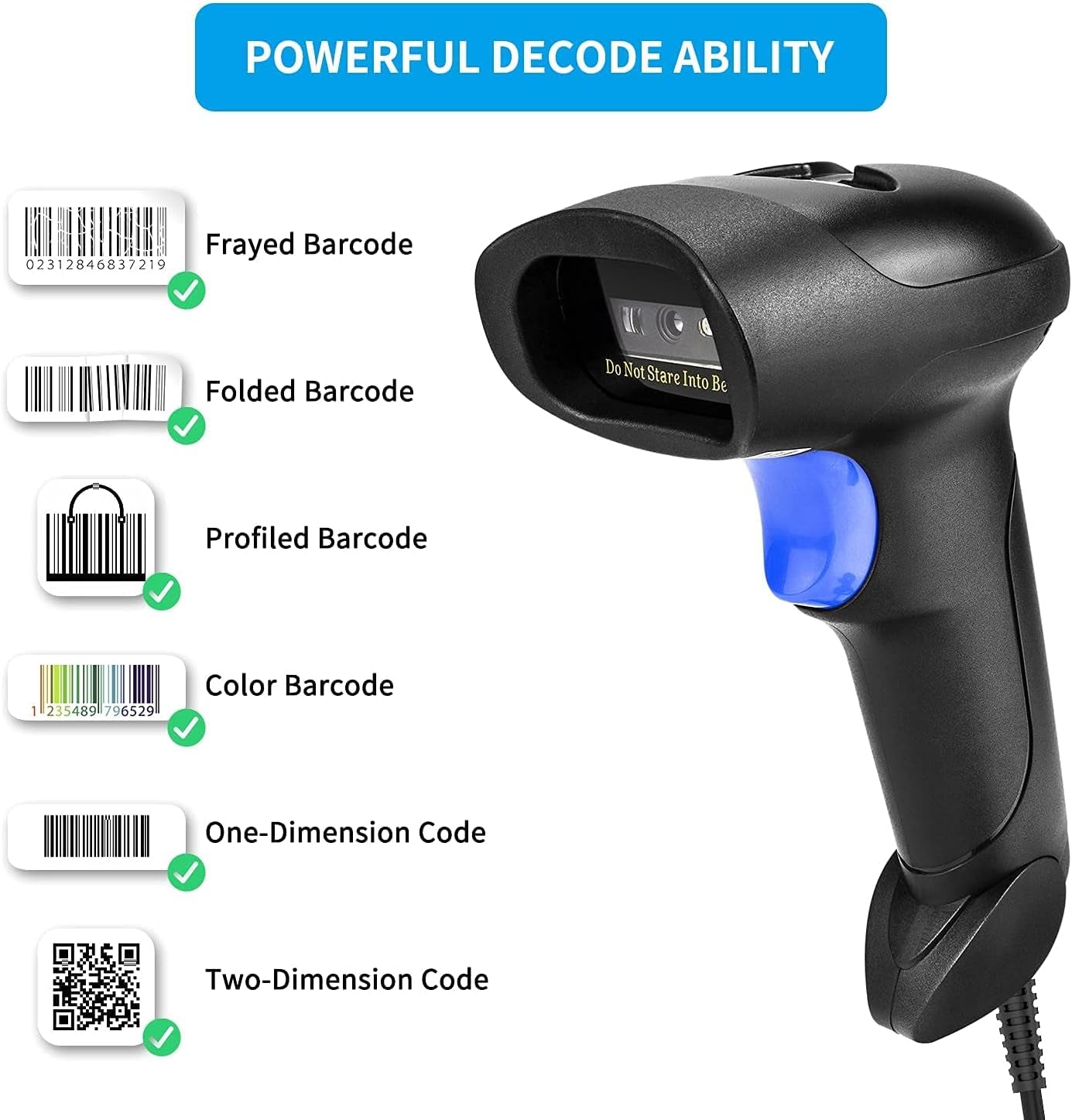 Lettore Di Codici a Barre 2D, per Codici QR E Immagini (PDF417, QR, Data Matrix), Scansione Automatica, Con Cavo USB, per PC, Mac E Laptop, Modello NSL5