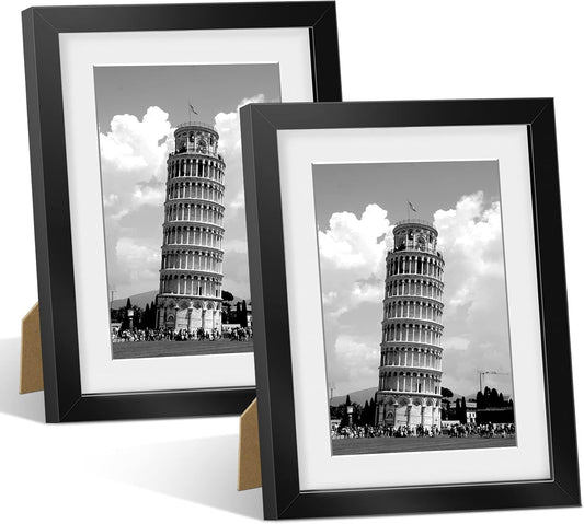 2 Cornici Portafoto 10 X 15 Cm Con Passepartout, Cornice 13 X 18 Cm, Senza Passpartout in PVC Con Vetro in Plexiglas, Cornice Nera Rimovibile per Collage, Ritratti, Fumetti